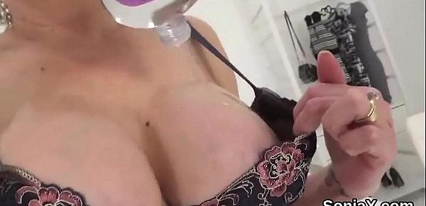  Unfaithful english milf lady sonia reveals her huge boobies
